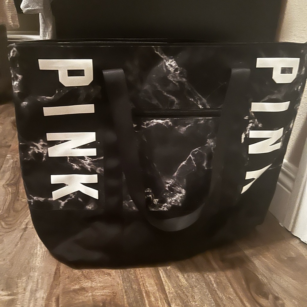 PINK Victoria's Secret Black and White Marble Weekender Tote
